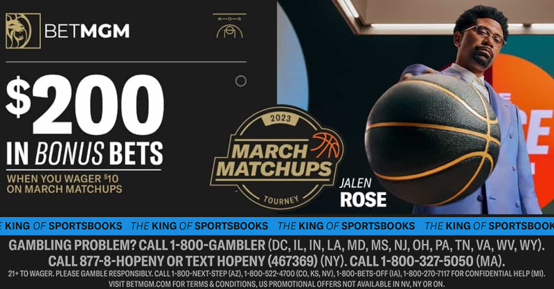 BetMGM's tweet photo. Magic happens on our court! Tap into tournament thrills at BetMGM and score up to $200 in Bonus Bets instantly.