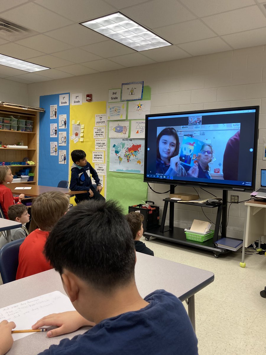 WendyKidwell's tweet photo. 3rd graders at HMES Zoomed with fellow PWCS GT students from @TNS_Tigers to learn how a simple daydream turned into a published book. Thanks @MADscienceinth1 and @DJDoveInc for helping to make this happen. Excited to do it again on Wednesday. @PWCSGiftedEd https://t.co/vYyBvoySBd