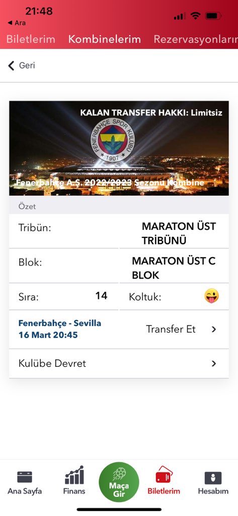 ramiresfb1970's tweet photo. Fenerbahçe - Sevilla maçı Maraton Üst C blok Kombinemi devredicem.İstanbul ici Avrupa yakası elden teslim olurr #biletdevir #kombinedevir #kombinedevret #FenerinMaçıVar #kombine #fenerbahcebilet #fenerbahcebiletdevir https://t.co/mE6rCWPDDJ