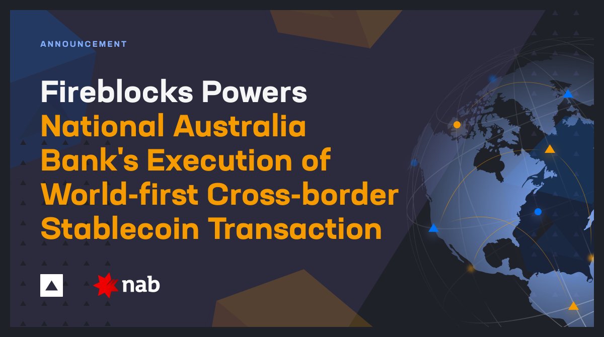 FireblocksHQ's tweet image. .@NAB has executed a world-first cross-border #stablecoin transaction on $ETH. They leveraged @FireblocksHQ &amp;amp; @0xBlockFold to strategically manage the entire lifecycle for building &amp;amp; deploying stablecoins for 7 major global currencies. bit.ly/3LleKYB