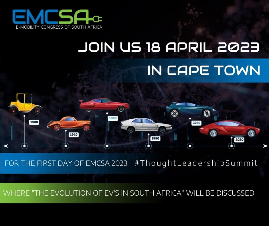 In order to be able to grow the e-mobility sector in Africa, we need to understand where we come from and share lessons learned. This is why day one of the EMCSA2023 #ThoughtLeadershipSummit will focus on the evolution of EVs in South Africa: Where we came from.

#EMCSA2023