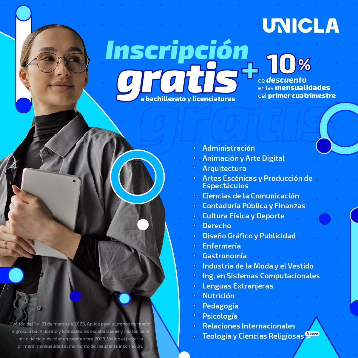 uniclamx's tweet photo. ¿Cómo te ves dentro de 3 años? 💭 

Si tu visión es ser un profesionista 👩‍💻, iniciar tu carrera laboral 💼 y alcanzar tus metas ⚡️, ¡comienza desde hoy!

Consulta la oferta académica en https://t.co/xpih66sGFa https://t.co/Y6hkD0Qmnx