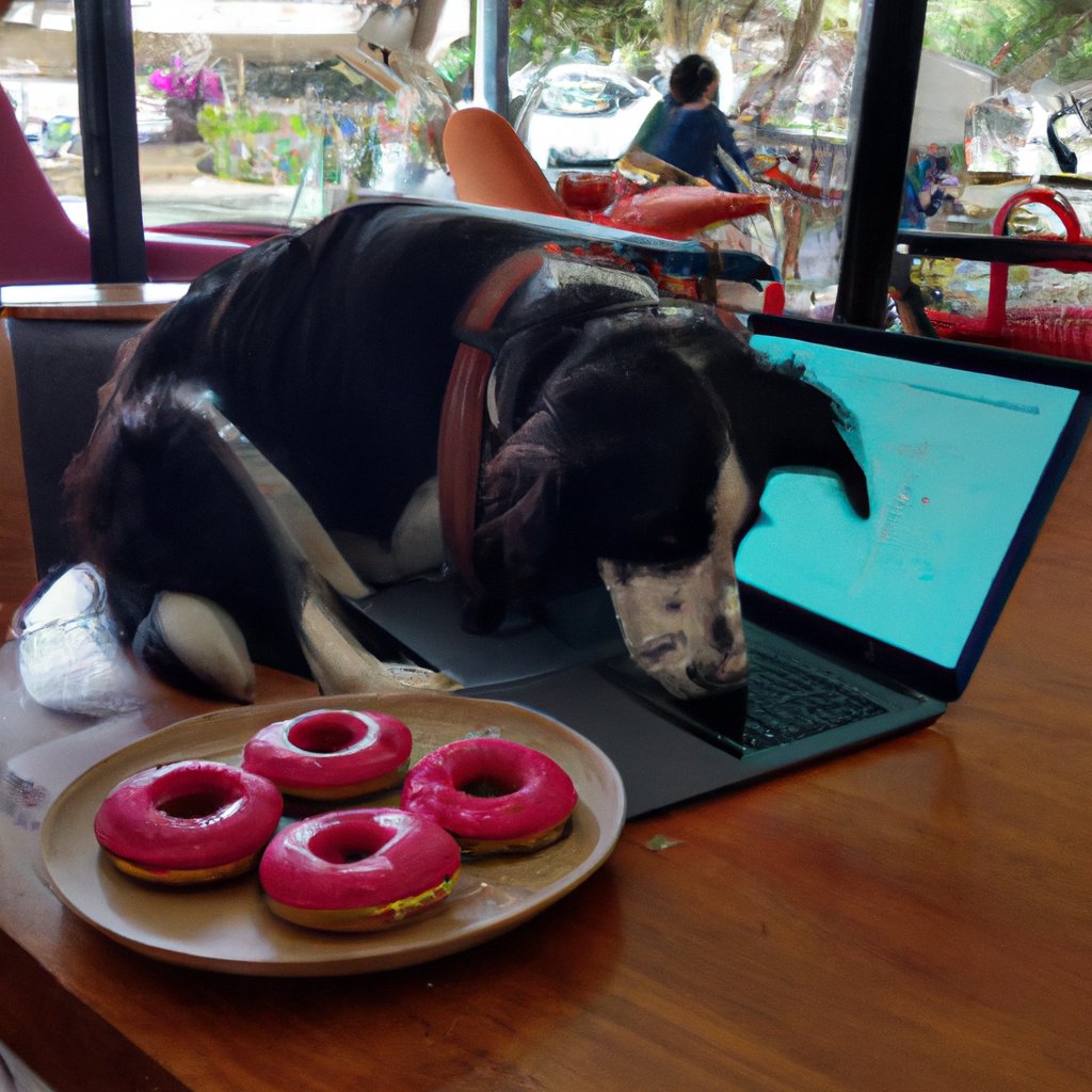 TechieDogs's tweet photo. Border Collie dog progamming at Donuts Café with a Lenovo ThinkPad. #TechieDogs https://t.co/U3GpcXsVTo