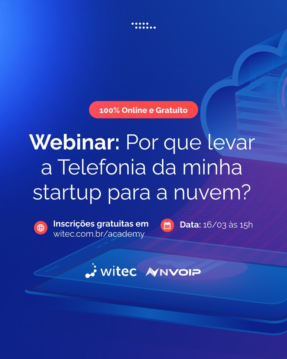 witecit's tweet photo. Na próxima quinta-feira, 16/03 às 15h daremos sequência aos webinars sobre telefonia em nuvem para startups em parceria com a @nvoip.

📅 16 de Março 
⏰ 15h
💸 100% Online e Gratuito

📲 Inscreva-se em https://t.co/71Zke82LSU https://t.co/ckoDJ6vtpA