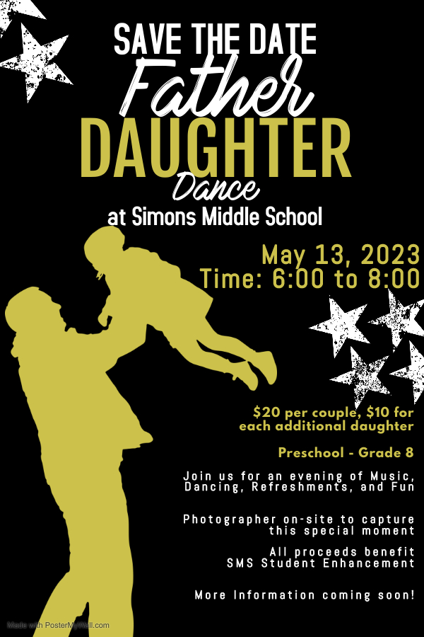 SMSCougars's tweet photo. The Father Daughter Dance is right around the corner! May 13th from 6 to 8

You can pay by sending payment to Simons Middle School (242 West Water Street, Flemingsburg, KY 41041) or by using PayPal (Simons Middle). 

#BringIt #SMSCougar #FatherDaughterDance23 https://t.co/5hd5jwwPNG