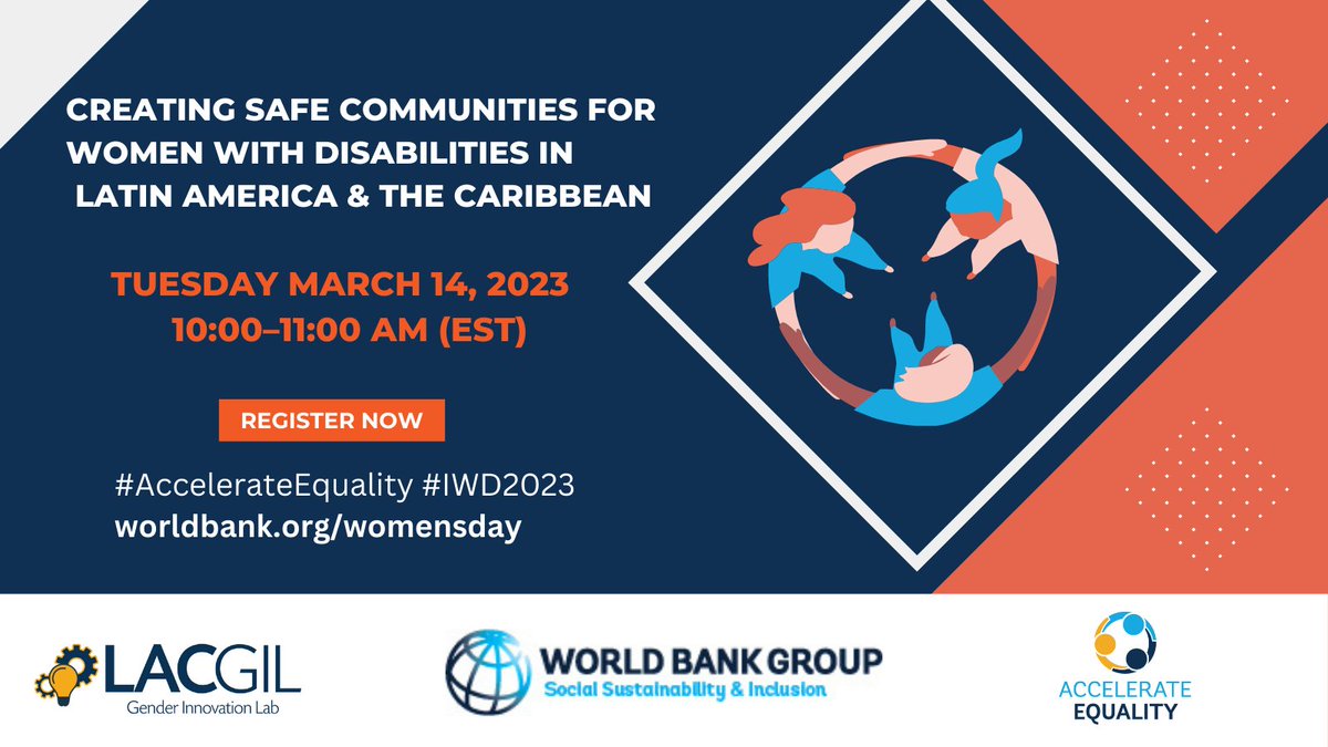 WBG_Education's tweet photo. In Latin America & the Caribbean, nearly 85 million people live with #disabilities.
Join the @WorldBank #LACGIL & the Disability Inclusion team to learn the steps to create safe communities for women with disabilities in the region:https://t.co/eU5043BuNM
#IWD2023 https://t.co/KV2Anwi9Ie