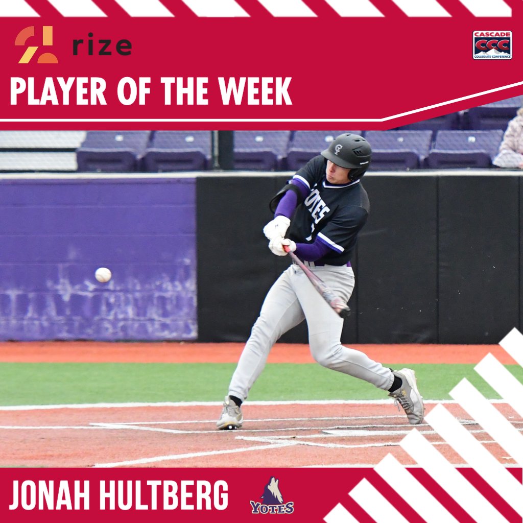 CCCSports's tweet photo. Congrats to @CoyoteAthletics' Jonah Hultberg on being named the Rize Laboratory Baseball Player of the Week! #ThisIsTheCCC https://t.co/VcyDyYExMc