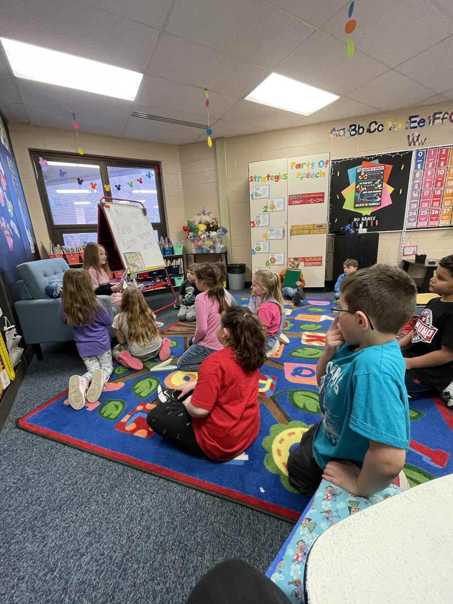 MrsSwallowsRoom's tweet photo. We got to share some of our stories we have written to our classmates. The kids were so excited to “finally sit in my blue chair.” 🤣 We loved getting to share our hard work with our friends! #firstgrade #mcscbears #worktobeproudof https://t.co/7UboDm0YLd