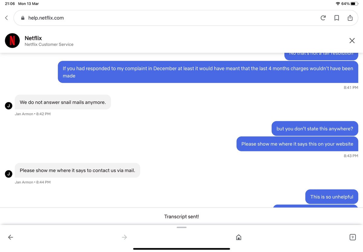 jamesfitz's tweet photo. @netflix your customer service is terrible see part of my experience #netflix #compliant #sounhelpful https://t.co/9EoEb1d21k