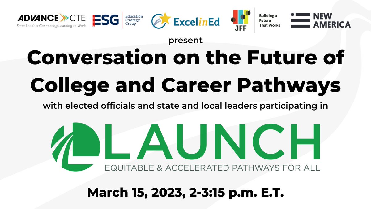 ExcelinEd's tweet image. We recently announced our participation in Launch, a new initiative connecting learners to high-quality &amp;amp; equitable college &amp;amp; #CareerPathways. Learn how #LaunchPathways aims to create innovative &amp;amp; sustainable solutions for each learner. Register now! bit.ly/40dkqch