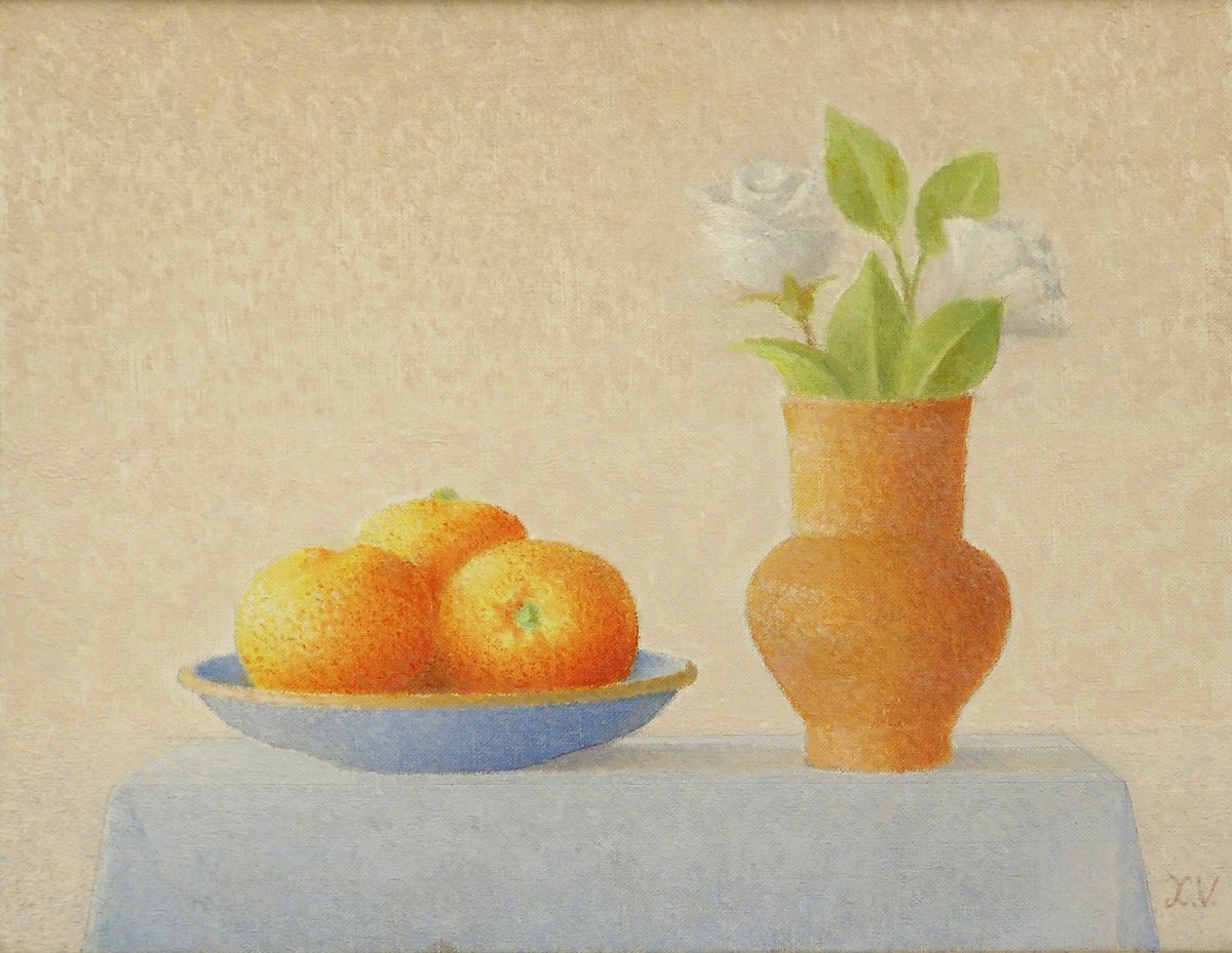 La quietud de los objetos de Morandi influyó en la pintura de Xavier Valls, tamizada siempre por la cultura mediterránea y por una vocación personal por la intimidad y el silencio.