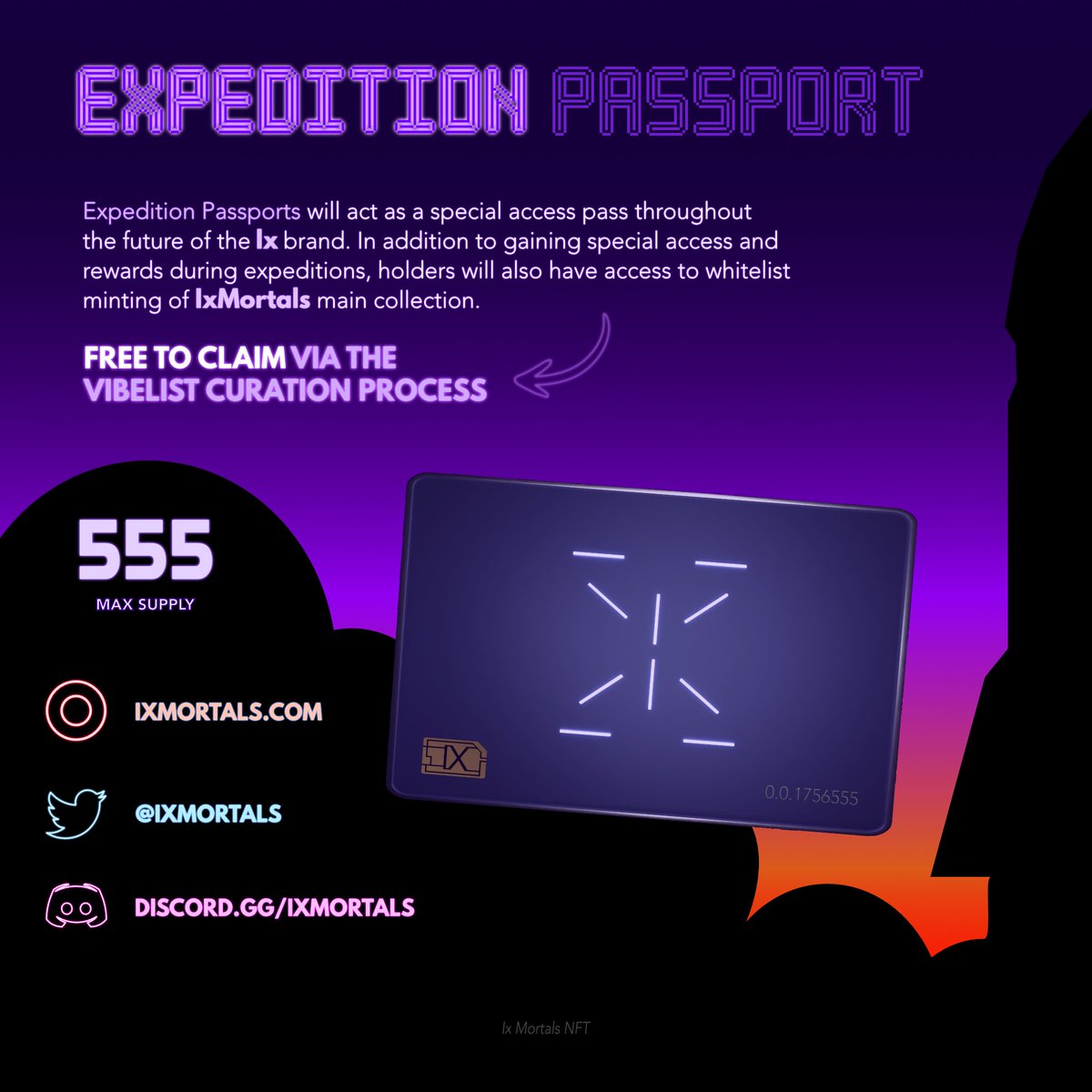 Ix Mortals Whitelist Passes are live on Secondary!

For a chance to win an Expedition Passport (Floor: 5,000 hbars)

1. Join our discord: discord.gg/J4dmSDbkGf
2. Follow @IxMortals
3. Retweet/Tag your friends

Winner drawn in Discord 🥳