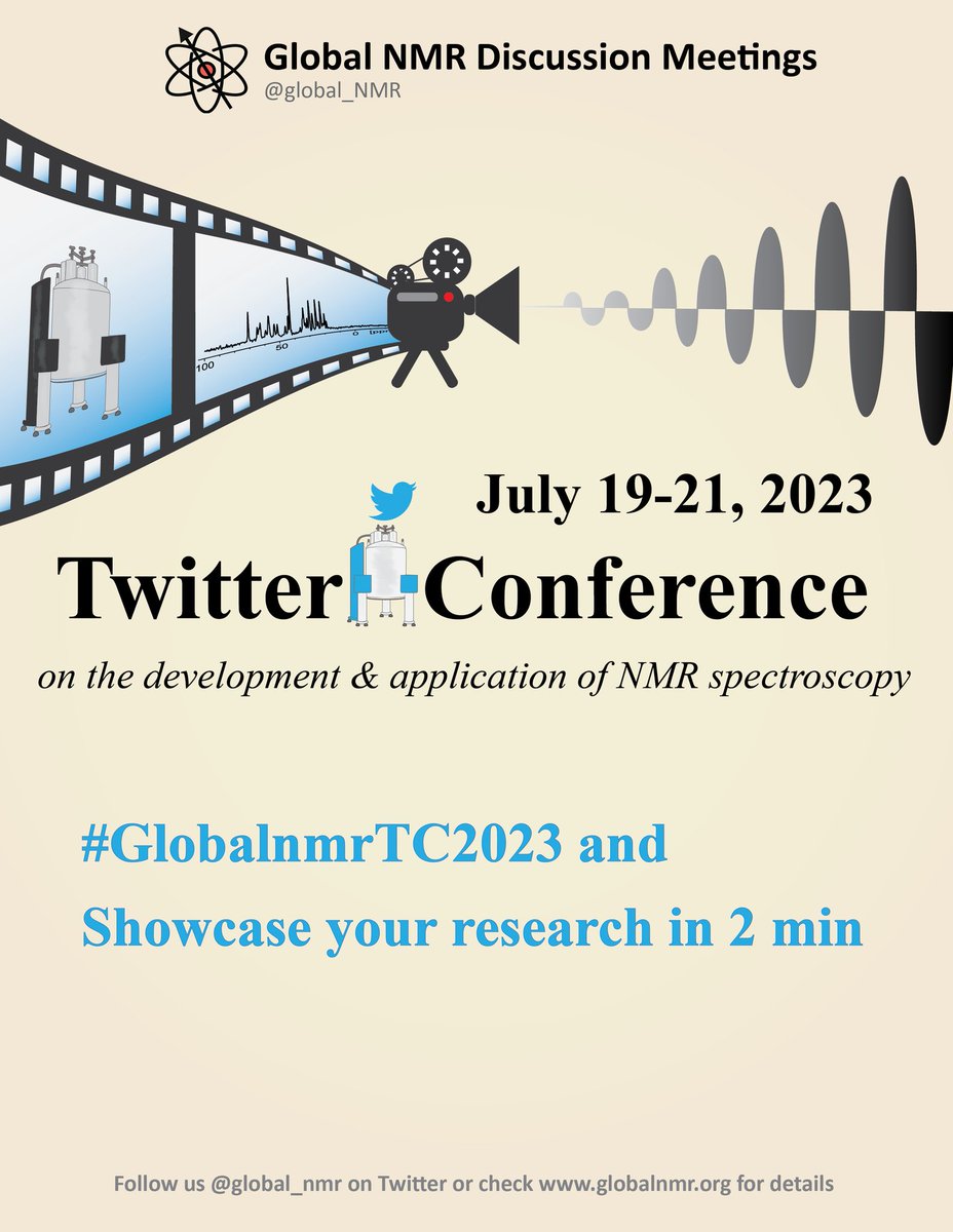 global_nmr's tweet photo. Please RT! We are excited to announce @global_nmr will be hosting our 2nd annual Twitter Conference on #NMR spectroscopy for students and postdocs this summer, July 19-21. Stay tuned for more details!
#NMRchat #chemtwitter https://t.co/MmMekjrcQP