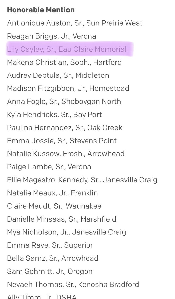 B๐ Cayley (@cayleybb) on Twitter photo All State Honorable Mention is a great way to end the season! So honored to be in such talented company!!
<a href="/OldAbeNation/">MHS Girls Basketball</a> <a href="/MinnStWBB/">MSUMavericksWBB</a> All State Honorable Mention is a great way to end the season! So honored to be in such talented company!!
<a href="/OldAbeNation/">MHS Girls Basketball</a> <a href="/MinnStWBB/">MSUMavericksWBB</a>