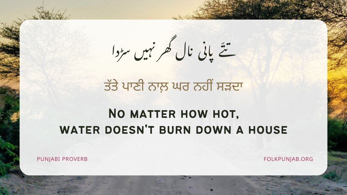 PunjabiProverbs's tweet photo. "tattay pani naal ghar nahi sarda" (punjabi saying) https://t.co/ewK1zRl05U