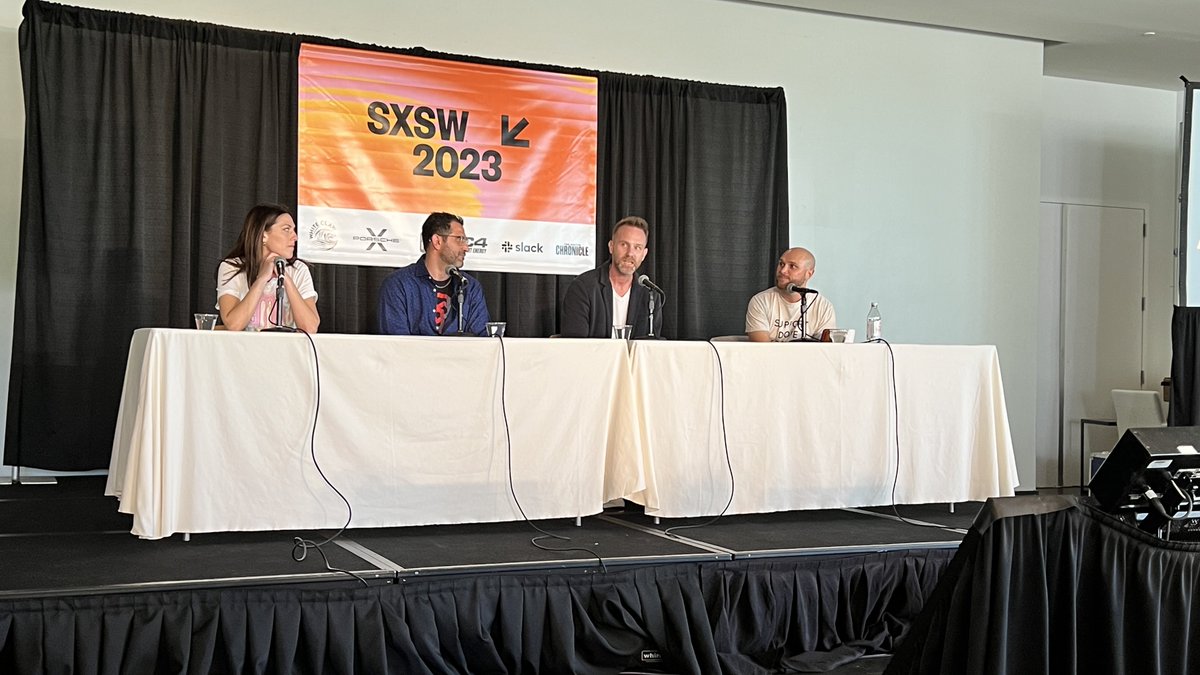 GHPartnership's tweet photo. Connecting Industries, Empowering Innovation panel discuss the advancements of biotech, robotics and sustainable life support in space. #HoustonHouse #SXSW https://t.co/WPZXFBFOFq