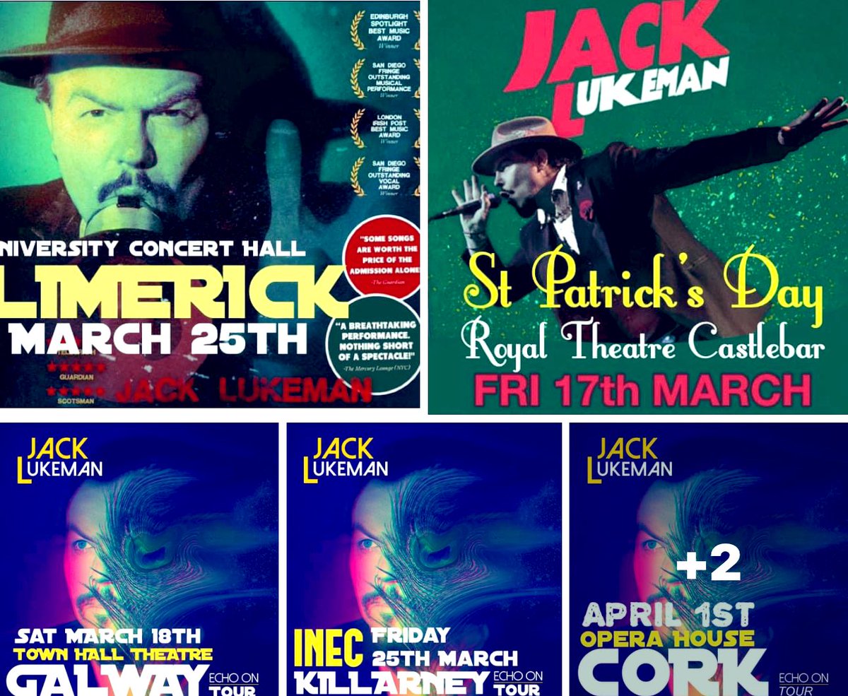jackllukeman's tweet photo. Donโt miss out Book @ https://t.co/vLX4dd50FU CASTLEBAR,GALWAY,
KILLARNEY,
LIMERICK,CORK + More #EchoOn Tour
#jacklukeman https://t.co/G4zTyGRjWX