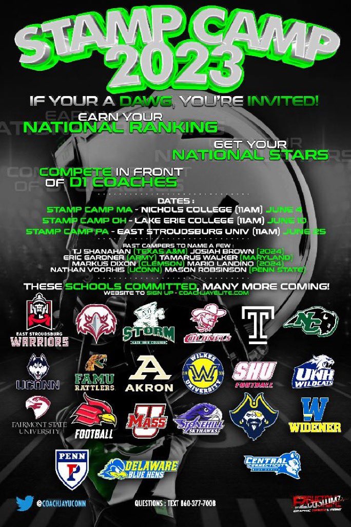 Thank you <a href="/CoachJayUConn/">CoachJay - Elite 400 National Recruiting Expert</a> for the camp invite