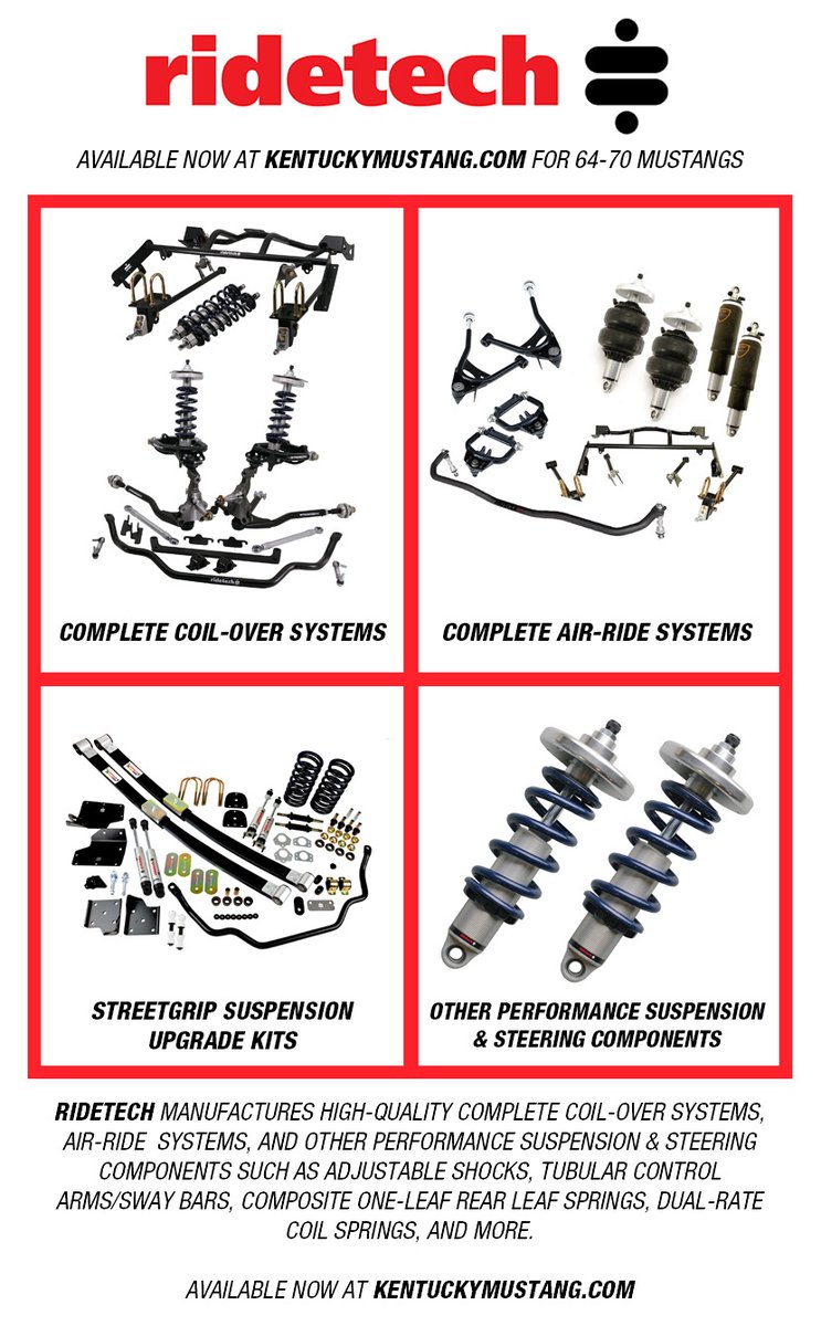 KentuckyMustang's tweet photo. 🚨 New brand spotlight: RIDETECH 🚨

We are now a full distributor of Ridetech products!

Ridetech makes complete coilover systems, air-ride systems, and more.

These items and more are available now at https://t.co/Bmc6jdu4JH for 64-70 Mustangs!

LINK: https://t.co/O2oCLrxEdp https://t.co/VD1A3nq3he