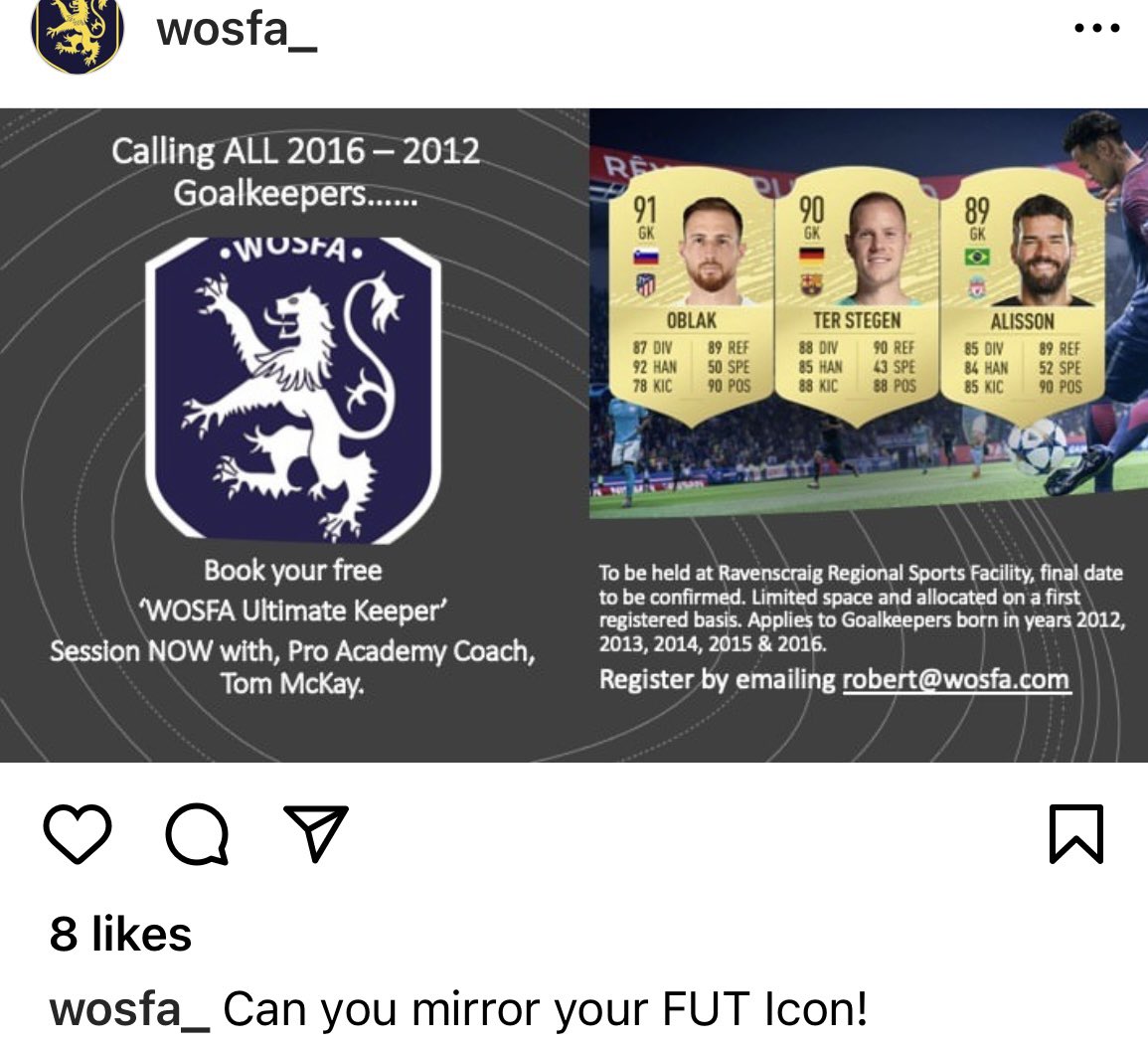 We have one last slot for an Advanced level GK to join our 2012 squad playing in both CSFA and Glasgow leagues each week 👍⚽️