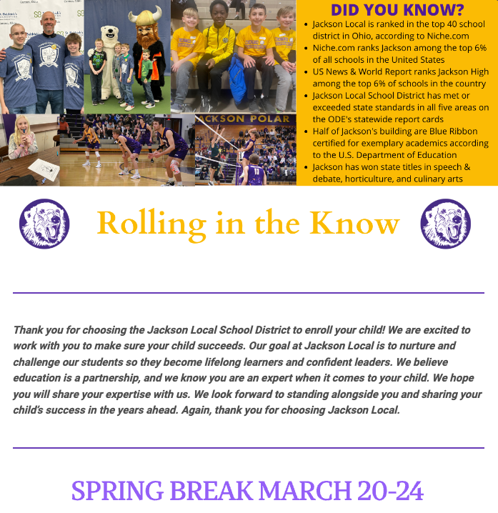 Here is this week's Jackson Local School District Newsletter. Have a great evening and Go Bears!
smore.com/2wjxv