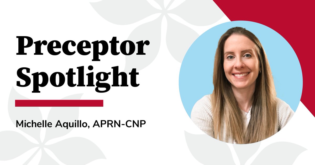 osunursing's tweet photo. "I like to think of precepting as giving back to the college that gave me great experiences." ❤️ This month's #PreceptorSpotlight is @ohiostatealumni Michelle Aquillo, who works at @OhioHealth as a #FNP and Lead #APP! Learn more about her nursing journey: https://t.co/AvtmNJdBYf https://t.co/tIFQs8vNFe
