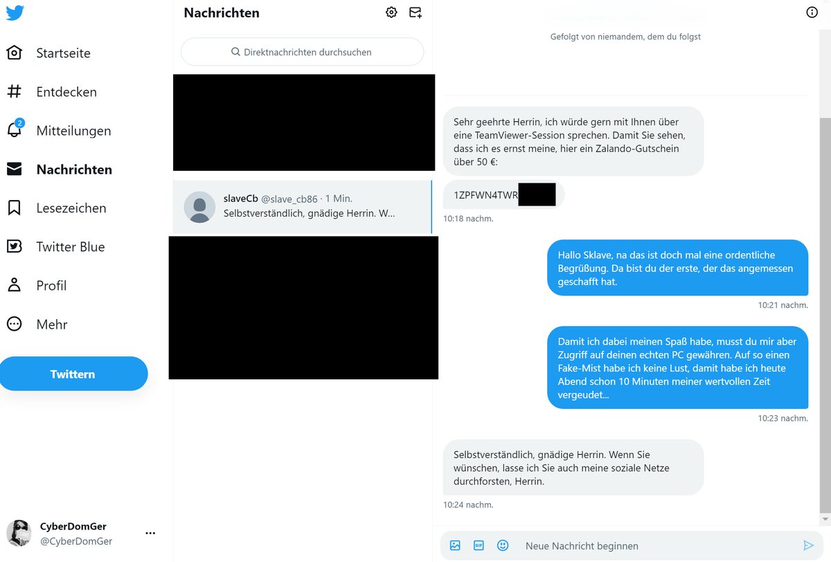 CyberDomGer's tweet photo. So, one of you #subs made my day by sending a nice #tribute just at the beginning of the conversation. That looks really promising :-) https://t.co/yYXqy0dsFa