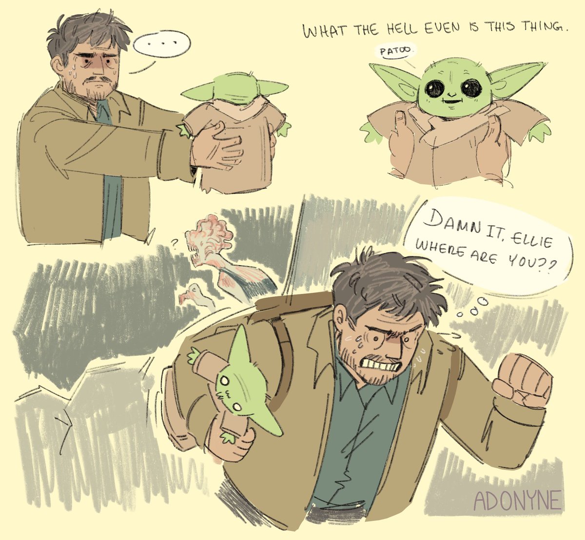 Adonyne's tweet image. If they switched places suddenly I feel it might go something like this
#TheLastOfUs #TheMandalorian