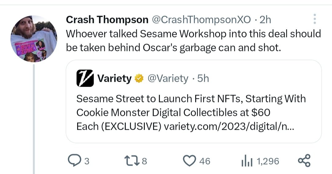 I thought the worst people on Twitter are Veve fudders. I was wrong. 
It's Seasame Street fans!