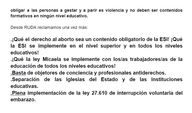 Ruda_Catedras's tweet photo. ¡Qué el derecho al aborto sea un contenido de la ESI y que se garantice en el nivel superior! #ESIya #AbortoLegalesLey https://t.co/FSHBYo34J7