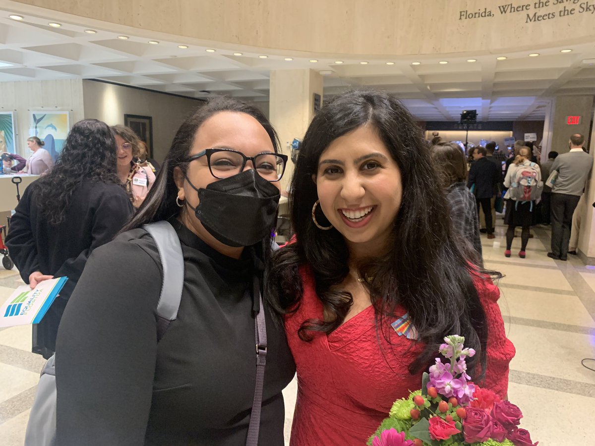 Brittany and I with <a href="/AmericanAtheist/">American Atheists</a> are here for #PrideAtTheCapitol with <a href="/equalityfl/">Equality Florida</a>, uplifting LGBTQ+ rights and fighting bigotry! Brittany met her political idol, Rep. <a href="/AnnaForFlorida/">Rep. Anna V. Eskamani, PhD 🔨</a>!