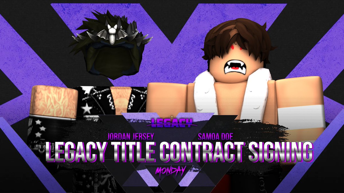 LegacyRWRBLX's tweet photo. LEGACY! | Monday @ 6:00 PM EST

The match is set! Next week @jordanjersey_ takes on @DivineDamianz to crown the INAUGURAL LEGACY CHAMPION!

All that needs to be done now, is for their names to be signed on the dotted line, TONIGHT! https://t.co/xgUZeFrQKA