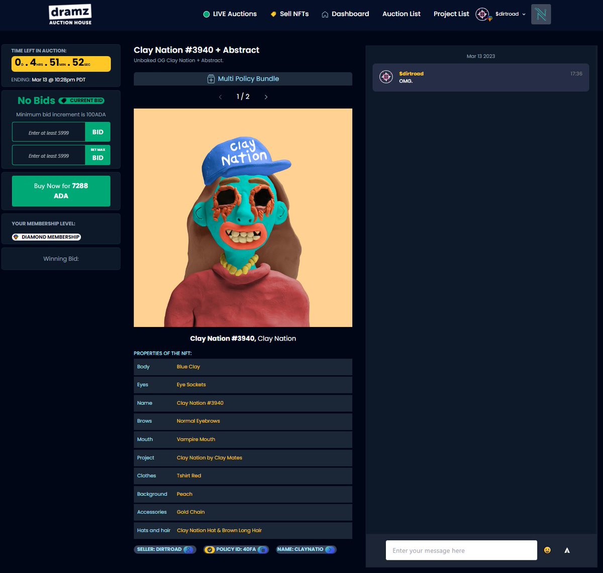 DAH_Nation's tweet photo. What's this you say? 

A #Blue #OG @claymates listed at #DAH for under 6,000 $ADA ?!?!

Ok, #eyes are not included, but you can pick a pair up pretty much anywhere...

5 hours only for this #FlashAuction over at #DramzAuctionHouse - your #1 place for #Cardano #NFT #Auctions  

https://t.co/z1MlsCqaUB