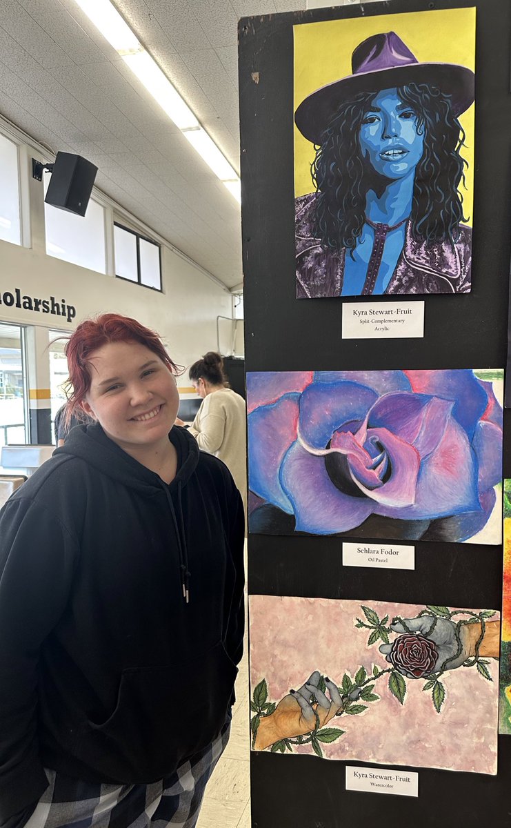 coach_sammi_APE's tweet image. The artist, Kyra… top portrait is Conan Gray in acrylic. Bottom piece… Poison in water color. 

#Senior23 #ColorAndDesign #NPHS