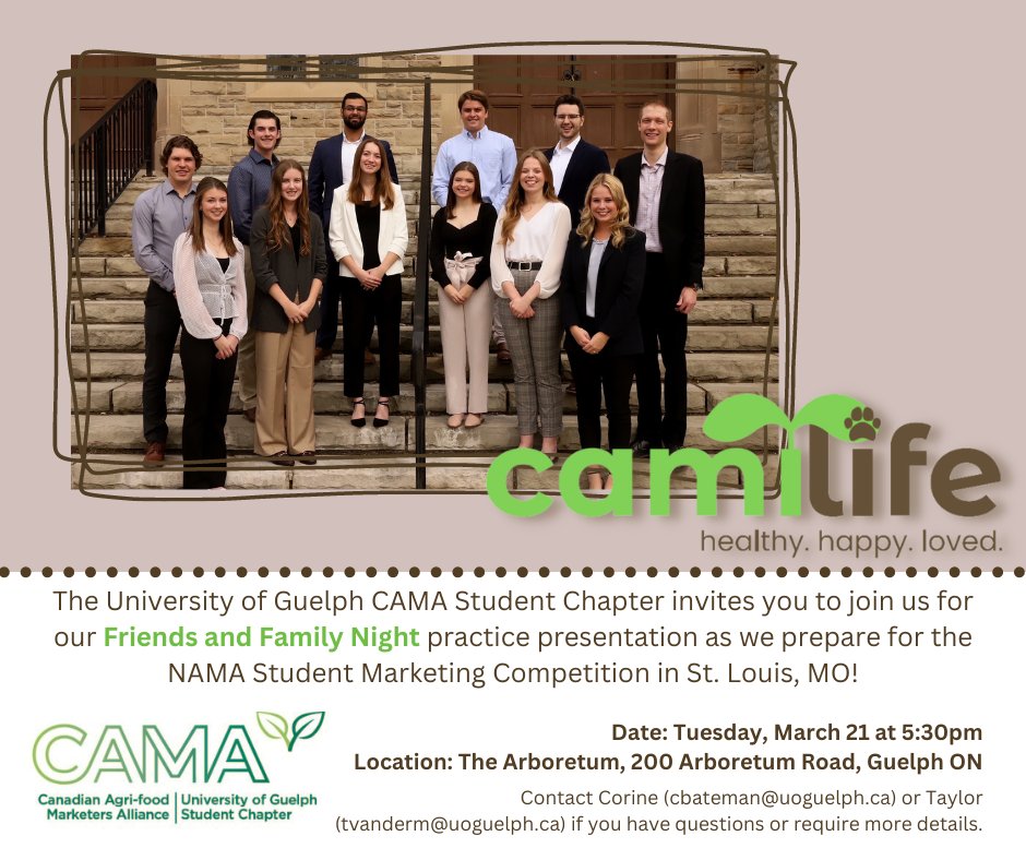guelphcama's tweet photo. We invite you to join us on March 21st for our Friends &amp; Family Practice Presentation Evening! https://t.co/T5VGsVblCs