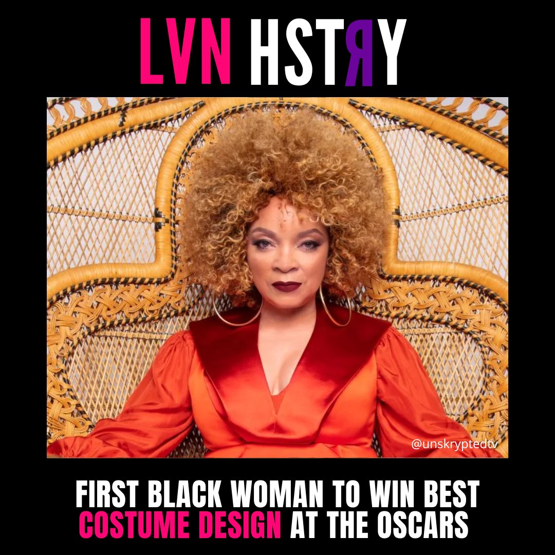 UnskryptedTV's tweet photo. Meet the amazing Ruth E. Carter, the first Black woman to win an Oscar for Best Costume Design for her stunning work in Black Panther. Her imaginative and culturally rich designs brought the world of Wakanda to life. #BlackPanther #Disney #lvnhstry #unskrypted #blackhistory https://t.co/62AKQfD8Cp