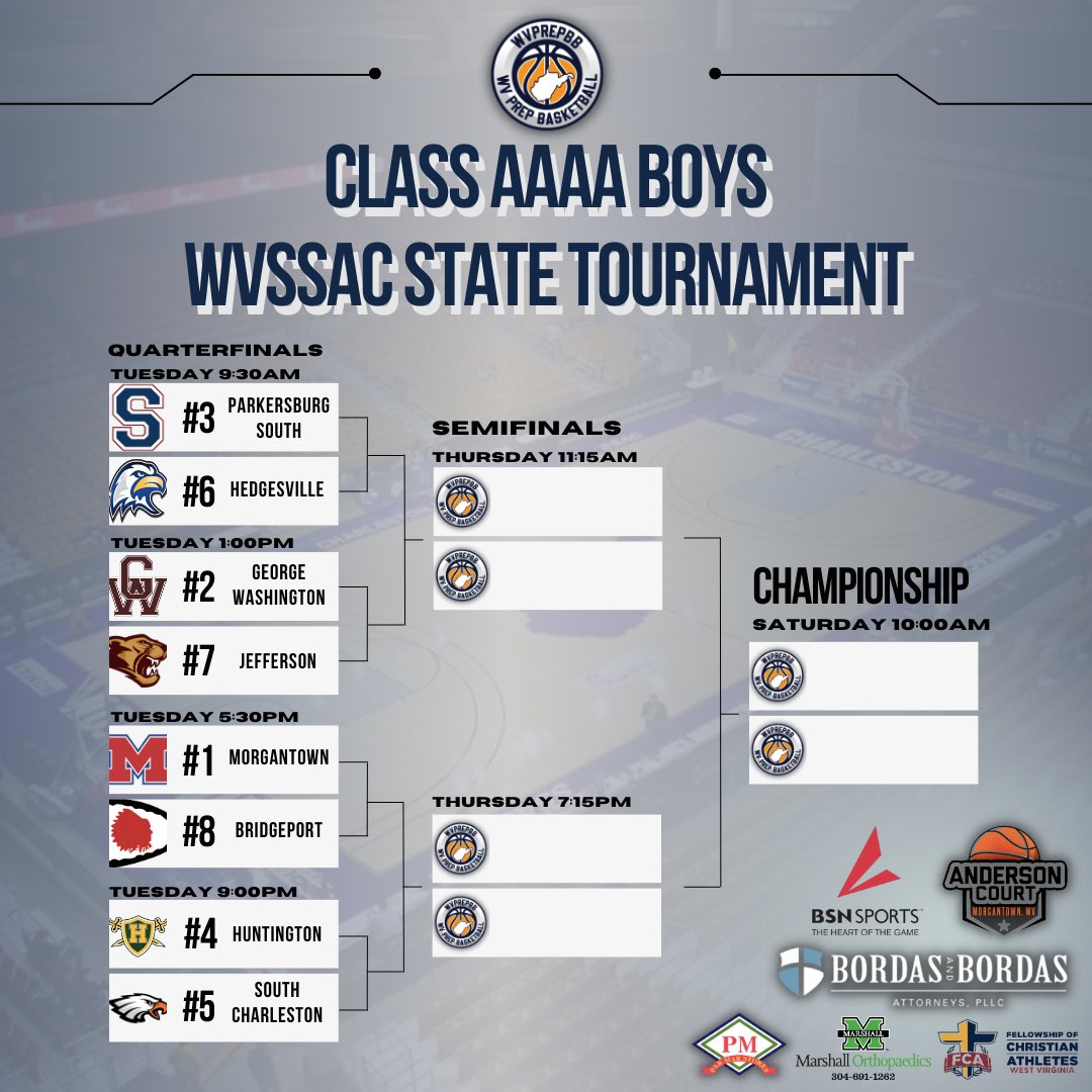 wvprepbb's tweet photo. 2023 WVSSAC BOYS STATE TOURNAMENT BRACKETS #wvprepbb  

Who ya got?

https://t.co/38p0KGU63w https://t.co/aWvp1kRLbI