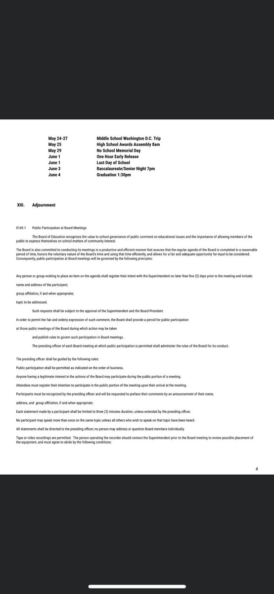 Below is the agenda for tonight, March 13th’s, school board meeting. It begins at 6pm in the HS Library.