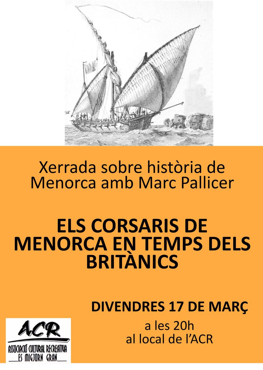 Aquest divendres nova xerrada al local de l'<a href="/ACRMigjorn/">ACR Migjorn</a> !!!   #culturasegura #historiademenorca #coneixermenorca