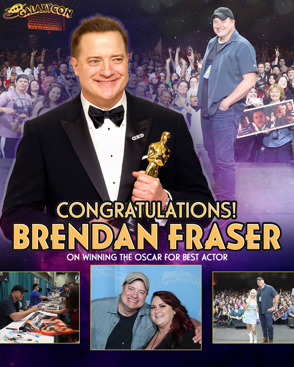 GalaxyConCMH's tweet photo. We at GalaxyCon wish to congratulate our friend Brendan Fraser on his Oscar win for Best Actor. Brendan has made appearances at many of our events, showing genuine warmth to his fans and to all of us. 

Congratulations, Brendan, from all of us at GalaxyCon! https://t.co/grET6wpdoy