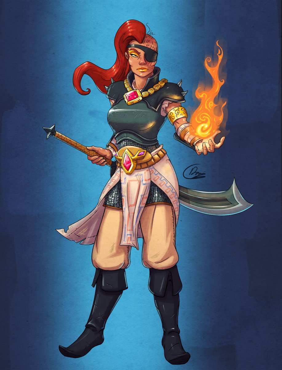DangaArt's tweet photo. Old pic but I still really like it. Gerudo for a zelda campaign I ran a while ago. https://t.co/10GNmnGyhm