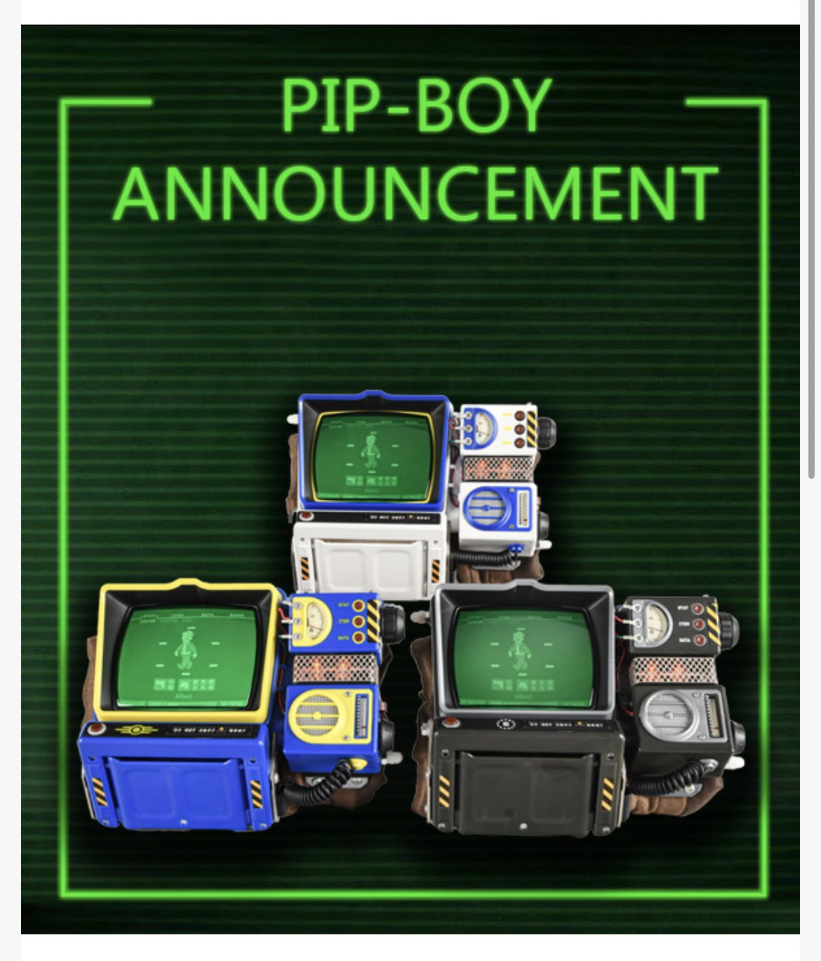 Mrs fallout on twitter pip boy release schedule subject to