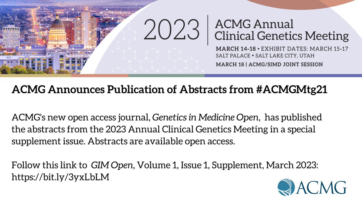 Genetics Genomics On Twitter RT TheACMG ACMG Is Excited To 