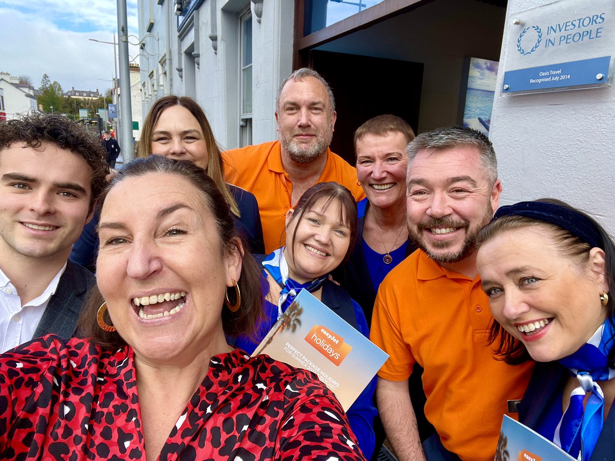 AprilHutchinson's tweet photo. Thanks for having us @OasisTravelNI - first up, Briege and the team at Lisburn branch for #TTGTop50 hearing about so many exciting initiatives 👏👏 with @adrianmarpole and @JDocherty1975 also getting to know four-legged office mascot too 🐾 https://t.co/abT0Fv1mCr
