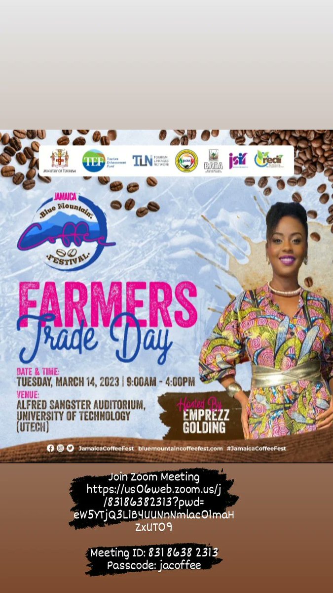 Rural Agricultural Development Authority (RADA) (@rada_jam) on Twitter photo Join RADA in collaboration with the TEF and JACRA for the Farmers Trade Day where presentations will be made to coffee farmers regarding agricultural best practices.
@jacra_2018
@tefjamaica
@jamaicacoffeefest
<a href="/moafjm/">Min. of Agriculture, Fisheries & Mining, Jamaica</a> Join RADA in collaboration with the TEF and JACRA for the Farmers Trade Day where presentations will be made to coffee farmers regarding agricultural best practices.
@jacra_2018
@tefjamaica
@jamaicacoffeefest
<a href="/moafjm/">Min. of Agriculture, Fisheries & Mining, Jamaica</a>