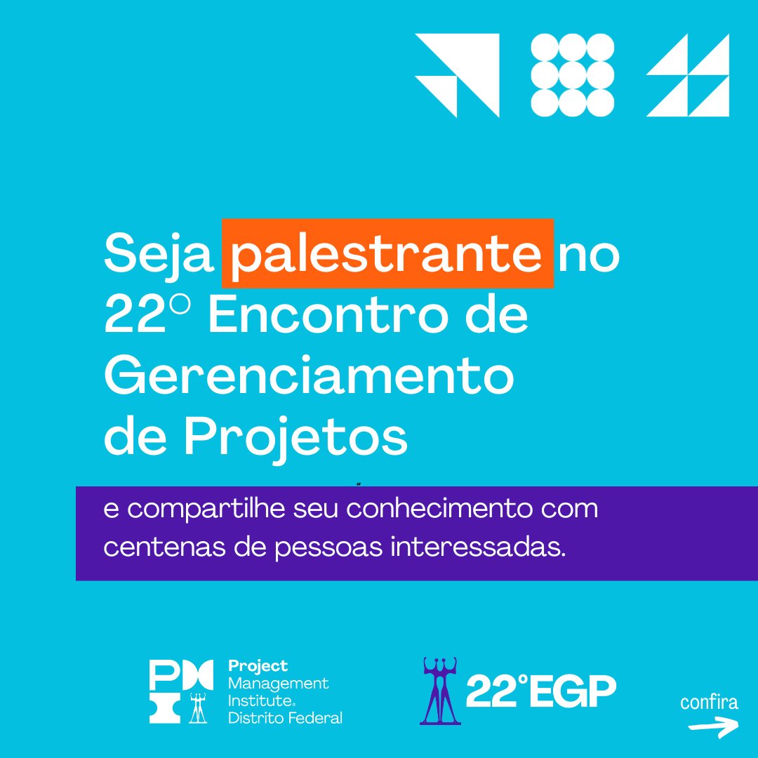 pmidf's tweet photo. É sua chance!

Então venha para o 22° Encontro de Gerenciamento de Projetos, mas desta vez… COMO um PALESTRANTE.

Acesse https://t.co/4JyRtgVa8y e participe! 

⚠ Não se esqueça de conferir o regulamento de submissão.

#egp #pmidf #projetos #liderança #agile #inovação #visão https://t.co/wq0nN8mX1X