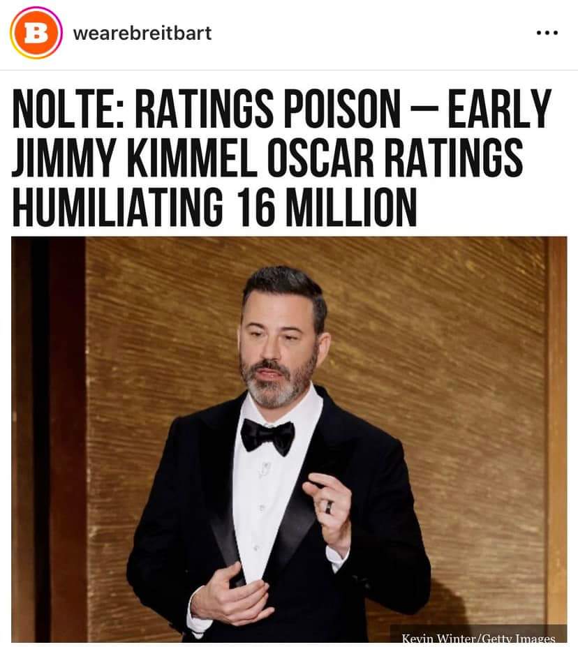 I love watching woke Hollywood implode. 

Jimmy Kimmel was the perfect choice to host the Oscars. He is on Epstein's list, along with most of the people in attendance. 

#AcademyAwards2023 #Oscars2023 #GoWokeGoBroke