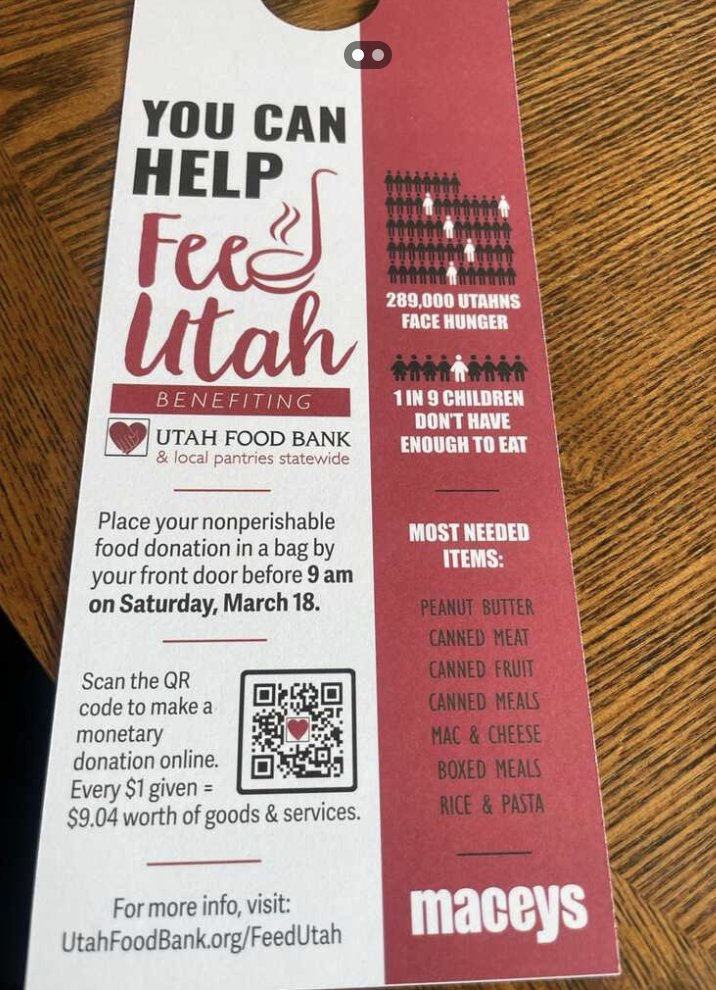 Helping one person might not change the world, but it could change the world for one person.  utahfoodbank.org/feedutah/