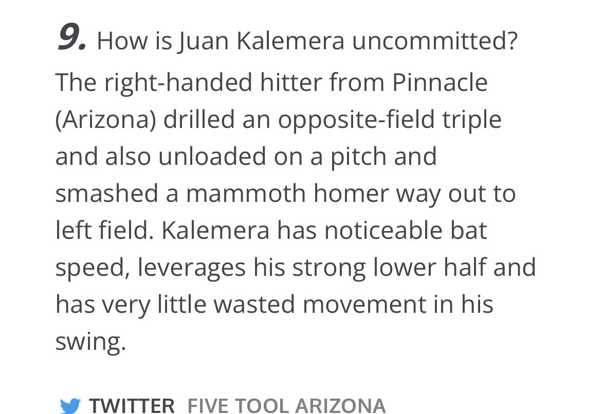 Pinnacle Pioneer Baseball (@pinnacleball) on Twitter photo Somebody come get him! He will add so much talent to your team and work hard for you!
<a href="/JuanKalemera/">Juan Carlos Kalemera</a>
@PBR_Uncommitted <a href="/FiveToolAZ/">Five Tool Arizona</a>
<a href="/FlatgroundBats/">FLATGROUND Hitting</a> Somebody come get him! He will add so much talent to your team and work hard for you!
<a href="/JuanKalemera/">Juan Carlos Kalemera</a>
@PBR_Uncommitted <a href="/FiveToolAZ/">Five Tool Arizona</a>
<a href="/FlatgroundBats/">FLATGROUND Hitting</a>