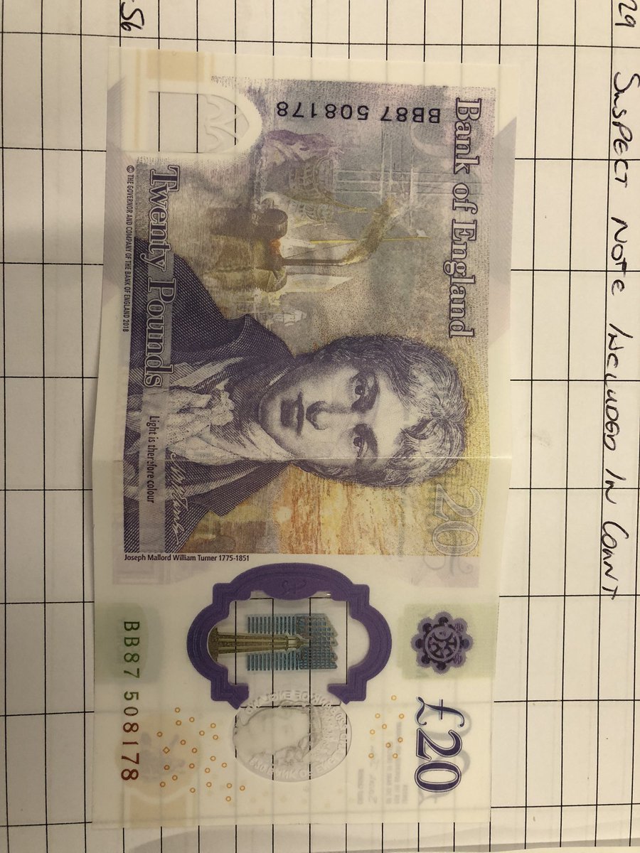 TransManKnits's tweet image. So much for the #polymernotes being harder to forge. Came across this belter at work tonight. The more I look at it the more I see wrong with it.